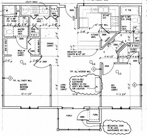 Floor plan for 2 beds, 2 baths, 1255 sqft